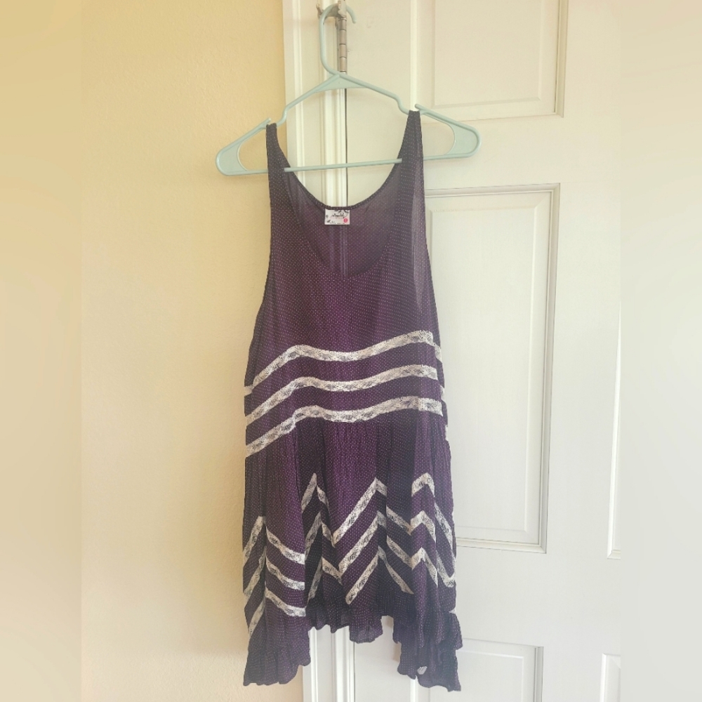 Free People Voile and Lace Trapeze Slip Sz M